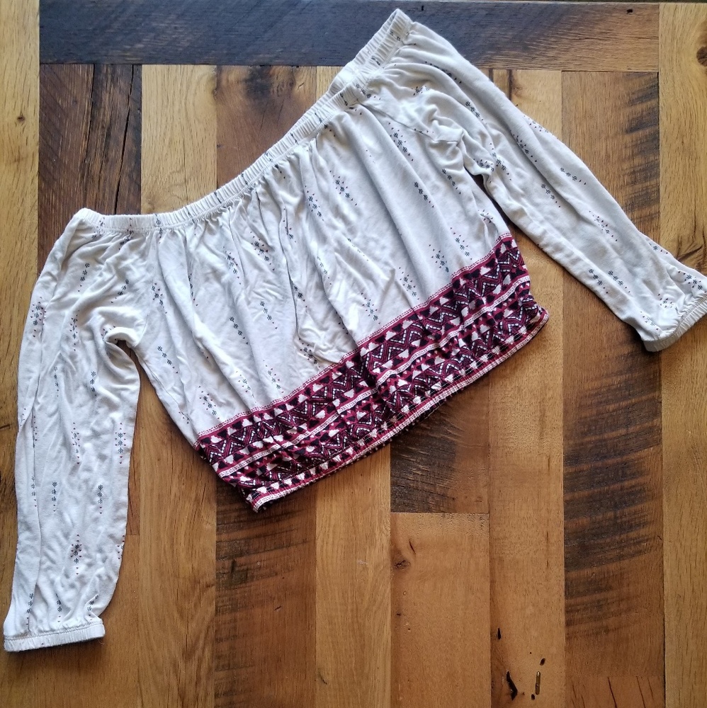 ⚡H&M Off the Shoulder Flowly Tribal Crop Top NWOT